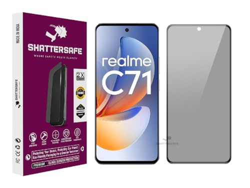 Image of Anti-Spy Privacy Tempered Glass Compatible For Realme C71 [Pack of 1]. 9H Hardness, Anti-Scratch, Edge-to-Edge Protection With Easy Installation Kit & Case Friendly Fit.