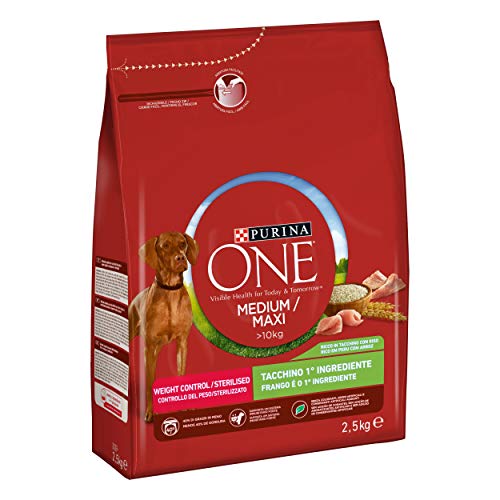 PURINA ONE MEDIUM/MAXI  10kg Crocchette Cane Controllo del Peso Ricco in Tacchino e Riso - 2,5kg