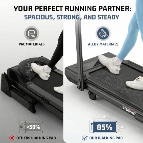 Image of FUNMILY Upgrade Walking Pad Folding Treadmill with 12% /15% Incline & Handle Bar, 3.5HP Foldable Under Desk Compact Treadmills for Home /Office /Gym, 400+lb Capacity, Shock Absorption