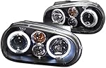 Black Clear Housing Halo Projector Headlights Signal JY For 99-06 Volkswagen MK4 Golf/GTI / R32