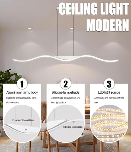 Lustre moderne à LED Wave à intensité variable avec télécommande
