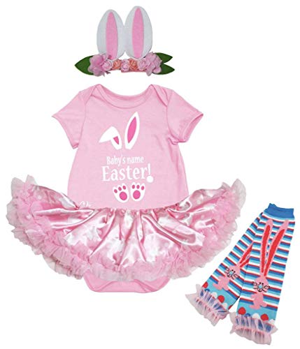 Body lapin de Pâques personnalisé rose S avec tutu vaporeux en matières douces de haute qualité