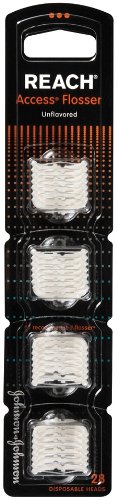 Reach Access Flosser Refill Pack Disposable Snapon heads, Unflavored, 28 Count (Pack of 2)
