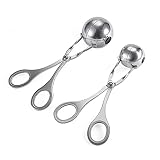 Hniuyun 2PC Meat Baller, Stainless Steel Meatball Scoop Ball Maker, Cake Pop, Cookie Scoop, Ice Tong