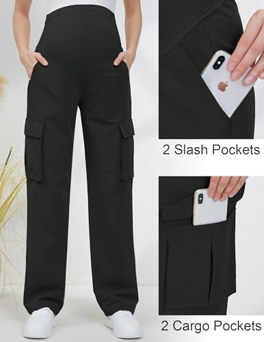 Glamix Women'S Maternity Cargo Pants With Four Pockets Over The Belly Scrub Pants Pregnancy Clothes thumb #1