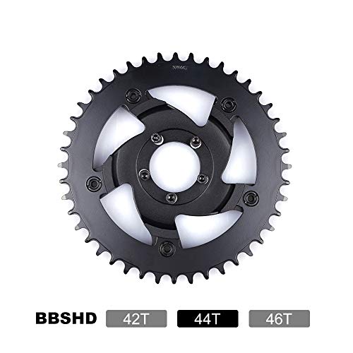 Junstar-EU BAFANG Ebike BBS01 BBS02 BBS01B BBS02B BBSHD Rueda de Cadena y Repuesto Guardia de Cadena Negro 44T 46T 48T 52T Plato de Dientes