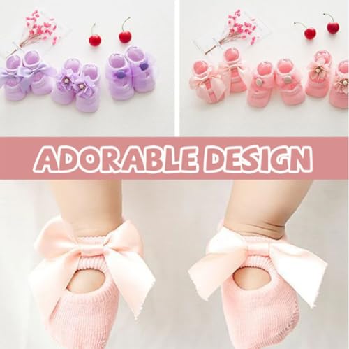 CEAeis Baby Ballet Socks, 3pair Non-skid Socks Shoes for Baby Girls2