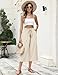 LOMON Womens Capri Pants Summer Vacation 2025 Fashion Outfits Clothes Loose High Waisted Wide Leg Lounge Pants Drawstring Baggy Flowy Casual Palazzo Trousers with Pockets Khaki Striped Large