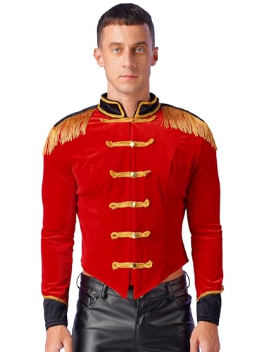 Shinsto Men's Velvet Tuxedo Jacket Marching Band Blazer Military Drummer Steampunk Parade Prince Coats