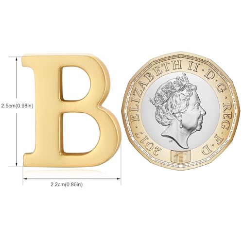 Image of HONEY BEAR Mens Womens Initial Alphabet Letter Lapel Pins Collar Badge Brooches for Business Wedding Graduation Gift Matte Gold 0.59 inches