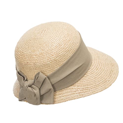 Ultrafino Golf Visor Scoop Panama Straw Hat Womens Khaki Hatband Small #TOP28