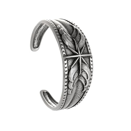 North Star Nautical Bracelet, Viking Compass Cuff Bracelet for Men, Stainless Steel Vintage Pirate Sailor Amulet Jewelry Gift