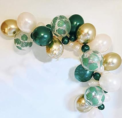 Amazon Com 45pcs Diy Globos Guirnalda Con Globo De Oro Metalico Cromado Perla Blanco Globo Perfecto Para Verano Cumpleanos Selva Tropical Safari Decoracion Tematica Bebe Ducha Fiesta Decoraciones Hogar Y Cocina