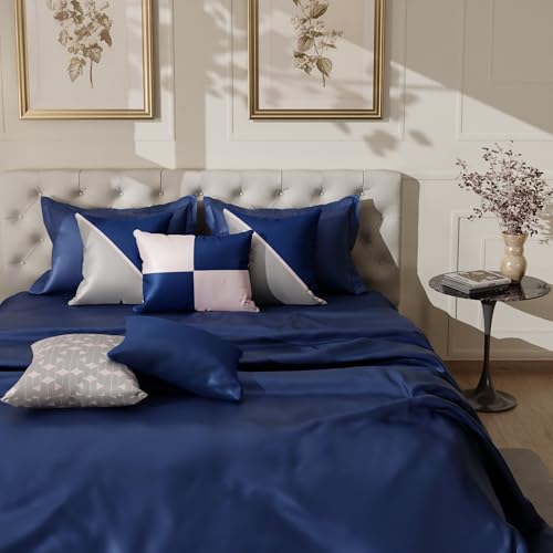 Image of Stoa Paris Cushion Covers for Home, Digital Printed Pillow Covers Set of 5, Throw Cushion Covers for Bed, Sofa, Home Decor - Mystique Blue, Blushing Pink, Harbour Mist Grey