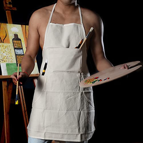 Conda 100% Cotton Canvas Professional Bib Apron With 3 Pockets For Women Men Adults,Waterproof,Natural 31Inch By 27Inch #TOP5