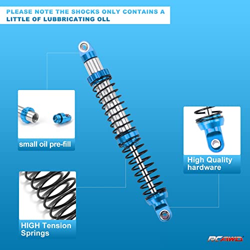 Rcawd 110Mm Shock Absorber Damper Universal For A Lot Of 1/10 Rc Hobby Cars, Full Aluminum Rc Shock Upgrades , 7075 Adjustable Shocks With Spring 4Pcs Hop Ups Parts Blue #TOP3