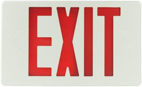 Exitronix LED Exit Sign - White Thermoplastic - Red Letters - 120/277 Volt and Battery Backup VEX-U-BP-WB-WH