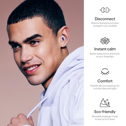 Loop Quiet - Ear Plugs for Sleep – Super Soft, Reusable Hearing Protection in Flexible Silicone for Noise Reduction & Flights - 8 Ear Tips in XS/S/M/L - 26dB Noise Cancelling - Violet - Image 3