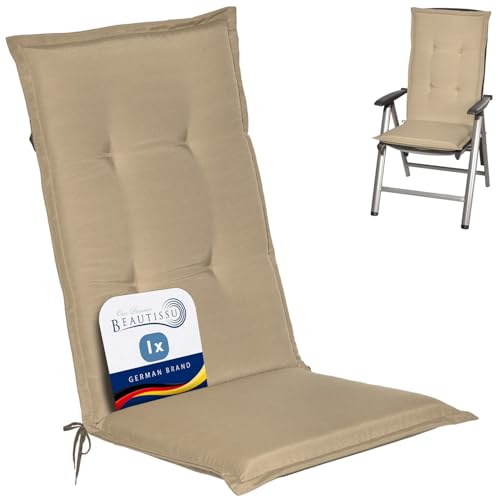 Beautissu Coussin Haut Dossier pour Chaise Jardin 120x50 cm Loft HL – 6 cm Rembourrage Extra Doux & Résistant à la Lumière UV – Confortable Coussin...