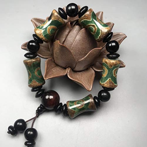 Bracelet perles dzi agate verte pour votre bien-être