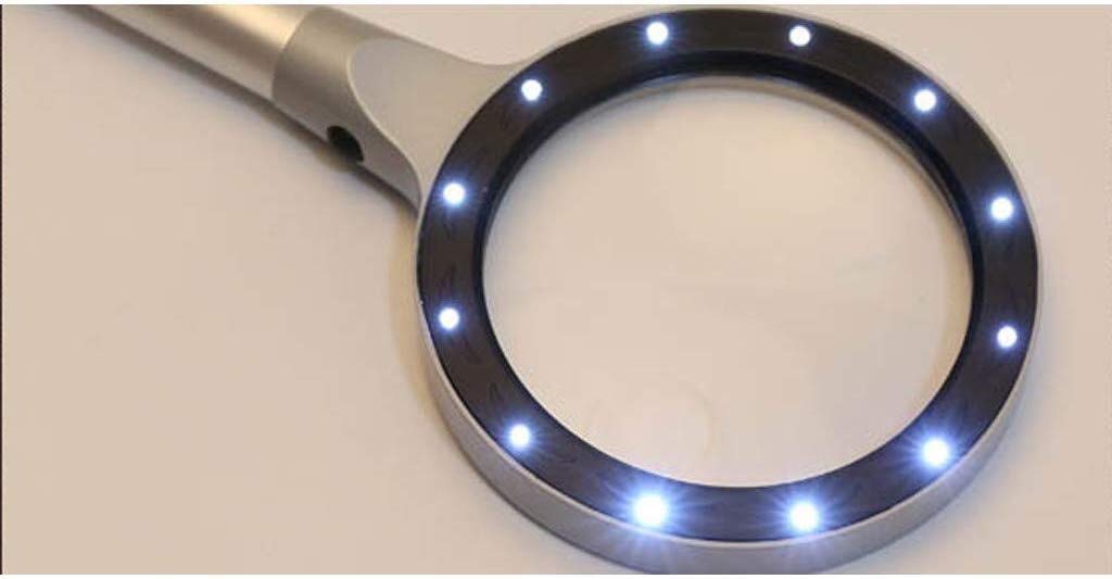 Lupa de Mano, Lupa de Lectura Pantalla portátil con 12 Luces LED, Zoom 3X y 10x, Lente 110 mm