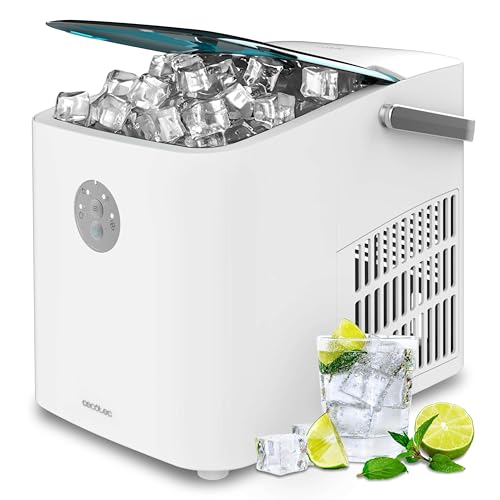Cecotec Máquina de Hacer Hielo con Ventana, Ice Maker, Chillin' Ice 1200 Go. 120W, Capacidad de Producción Diaria de 12 kg, Hielo en 6-8 minutos, Control Sencillo, Blanco