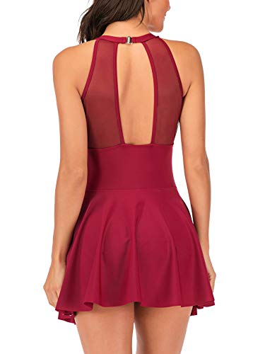 Jurebecia maiô de uma peça feminina sexy deep v renda maiô de cor sólida moda de cor,vermelho-M