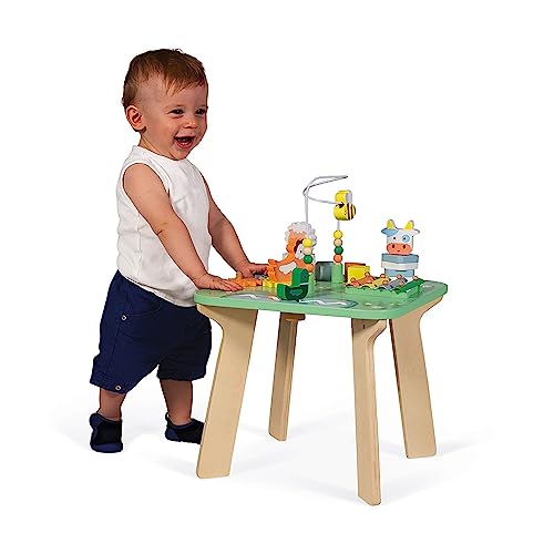 Janod Wooden Pretty Meadow Activity Table - 21.1" Tall - Ages 12 Months+ - J05327 #TOP4