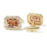 VVCome Cubic Zirconia Cufflinks for Men Pave Design Formal Wedding & Business Wear French Cuff Dress Shirt Accessories with Gift Box, L, Brass, cubic zirconia