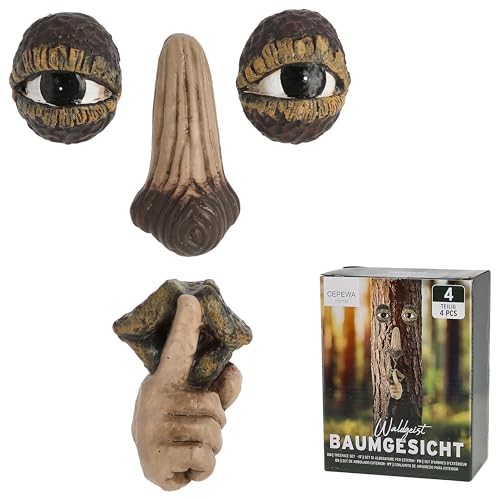 Cepewa Baumgesicht Waldgeist Ruhe-Geste 4teilig | Polyresin...