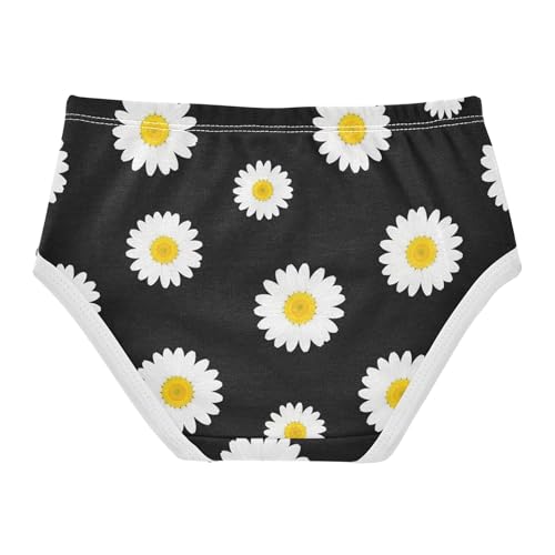 White Daisies Floral Black Toddler Underwear Floral 2t Cotton Cute Panties Girl Animal Undies Kids Briefs2