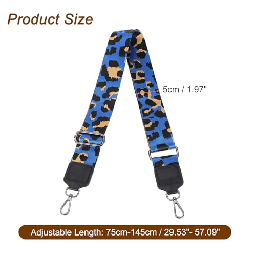 Image of uxcell Wide Shoulder Strap, 5cm Adjustable Purse Strap Replacement Crossbody Strap for Shoulder Bag Handbag, Blue, Black Square Mouth Buckle