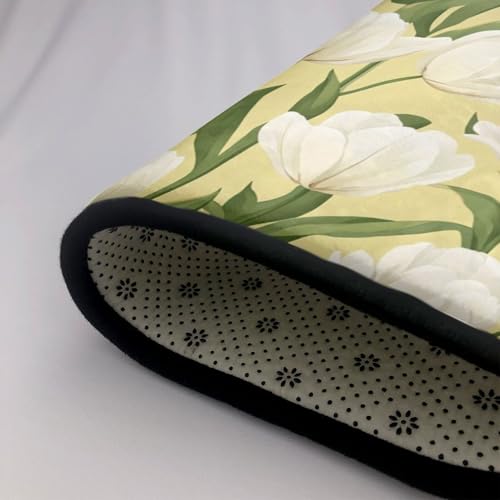Tapis d'intérieur doux imprimé floral blanc design raffiné - 6