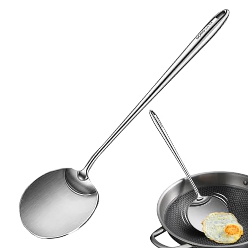 Fulenyi Pfannkuchenspatel Flipper,Omelettspatel | Hitzebeständiger breiter Metallspatel mit langem Griff | Spülmaschinenfester großer Pfannenwender, Mehrzweck-Küchengerät zum Braten, Grillen, Kochen,
