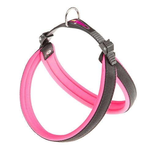 Ferplast Ergonomisches Hundegeschirr AGILA Fluo 4, ausgezeichnete Passform, Kordelzug-Verschluss, weiche Polsterung, A = B 42 ÷ 70 cm 20 mm Pink