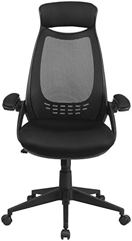 Flash Furniture High Back Black Mesh Executive Swivel Chair with Flip-Up Arms, Metal, 73.66 x 64.77 x 34.29 cm