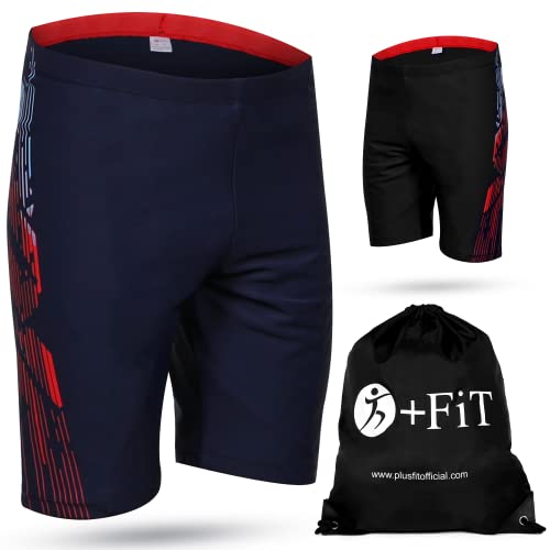 +Fit Boys Jammers for Swimming - Quick Dry Snug Boys Swim Jammers with Drawstring Breathable Fade Resistant Fabric UPF 50 Navy Blue