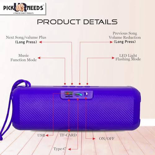 Image of Pick Ur Needs Rechargeable Wireless Bluetooth Speaker Support TF Card /USB Device RGB Disco Light 2 Side Loud Speaker with Extra Bass (Blue)