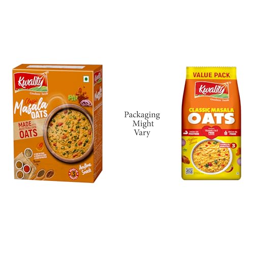 Image of Kwality Classic Masala Oats 500g | Healthy Breakfast | High Fiber & Protein | Ready-to-Cook | Spicy Flavor