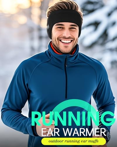 double-layer ear warmer headband-knit fuzzy lined winter ear muff for men women running cycling ear covers