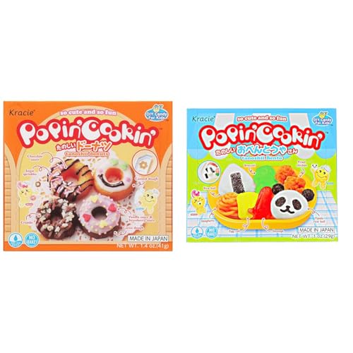 Kracie Popin' Cookin' DIY Kit de Dulces - Donuts (1.4 oz) y Bento (1 oz), Sin Hornear (Pack de 1 Cada Uno)