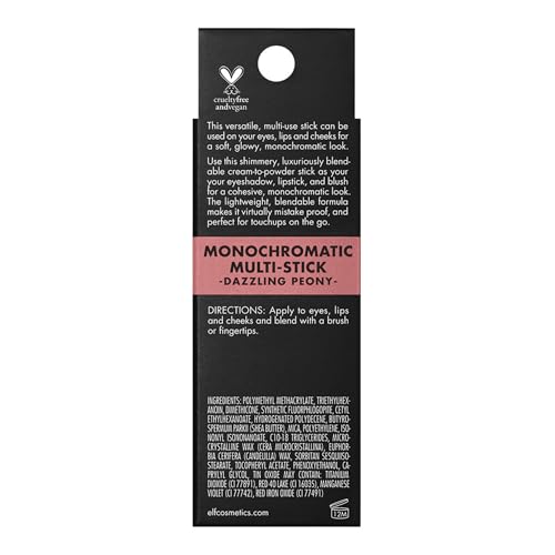 e.l.f. Monochromatischer Multi Stick, Luxuriös cremige & verblendbare Farbe, für Augen, Lippen & Wangen, Vegan & Tierversuchsfrei, Dazzling Peony