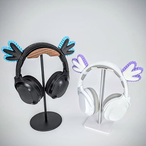 Axolotl Ears for Headphones - Small Gills Headphone Attachment in Various Colors with Self Fastener - Cute Cosplay Ears for Gamers and Streamers (Set of 2) (Lavender/White)