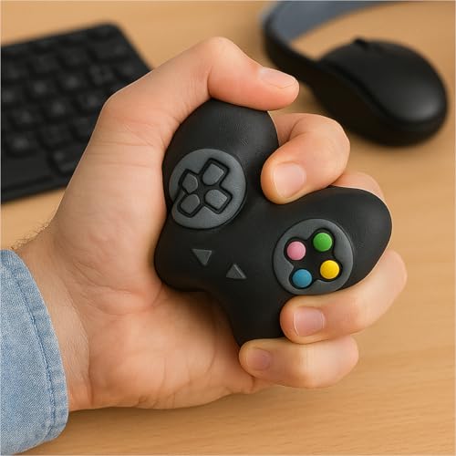 Gravidus Antistress Ball Controller schwarz aus Kunststoff ergonomisch geformt zur Stressreduktion und Handfitness im Alltag oder Büro
