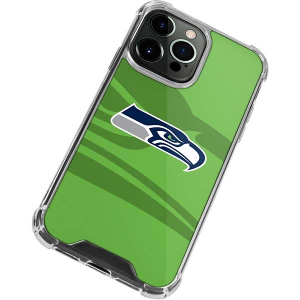 Skinit Clear Phone Case Compatible with iPhone 13 Pro Max - Officially Licensed NFL Seattle Seahawks Double Vision Design