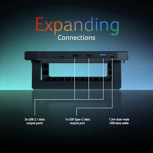 Image of Acer DeskPro Monitor /Laptop Stand with 15W Wireless Charging, RGB LED (10 Modes: Breathing, Flashing, Running, Gradient), USB Hub (3USB +Type-C), Ergonomic Riser, 25kg Load, ABS Build, Desk Organizer