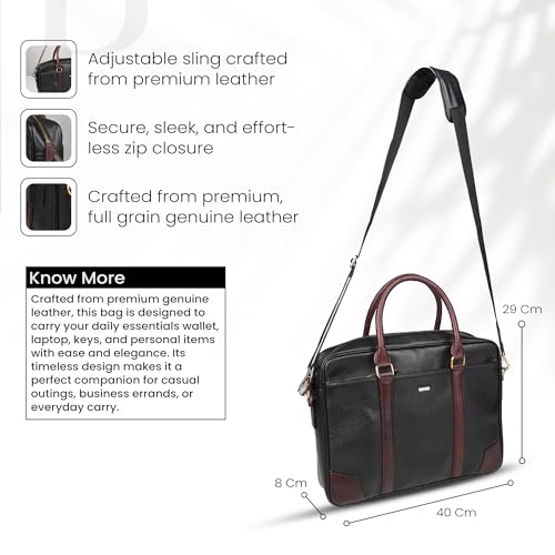 Image of Laptop Bag for Man Leather | Office Laptop Bag for Men with Shoulder Strap | Sleek Formal Bag for Man | Leather Messenger Bag for Men | Professional Office Bag