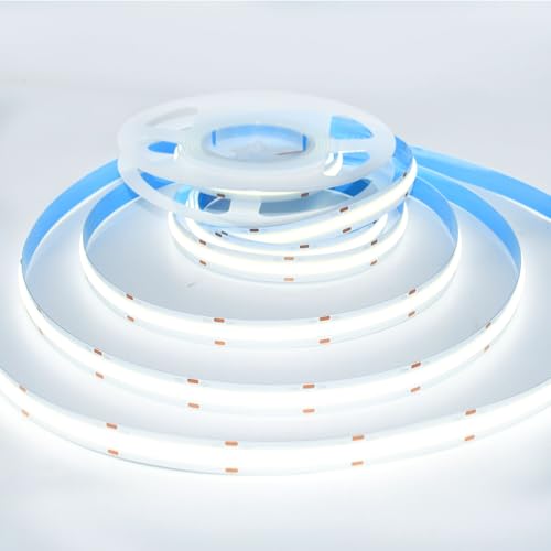 Image of COB Strip Lights,DC12V 16.4ft /5m Super Bright Dimmable 32000LM LED Light Strips, Non-Waterproof 1600 LEDs Ribbon Light, More Evener Lighting Than SMD Strip Lights (Daylight White 6500K)