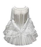 Smiling Angel Victorian Lolita Blouse Off-Shoulder Chiffon Top with Lace Ruffled Sleeves Shirt (US, Alpha, One Size, Regular, Regular, White)