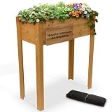 STREND PRO Huerto Elevado De Madera 84×40×98cm (L×An×Al) | Jardinera Estrecha con Forro Impermeable | Huerto Pequeño para Hortalizas Y Hierbas Aromáticas, Balcón, Terraza Y Jardín